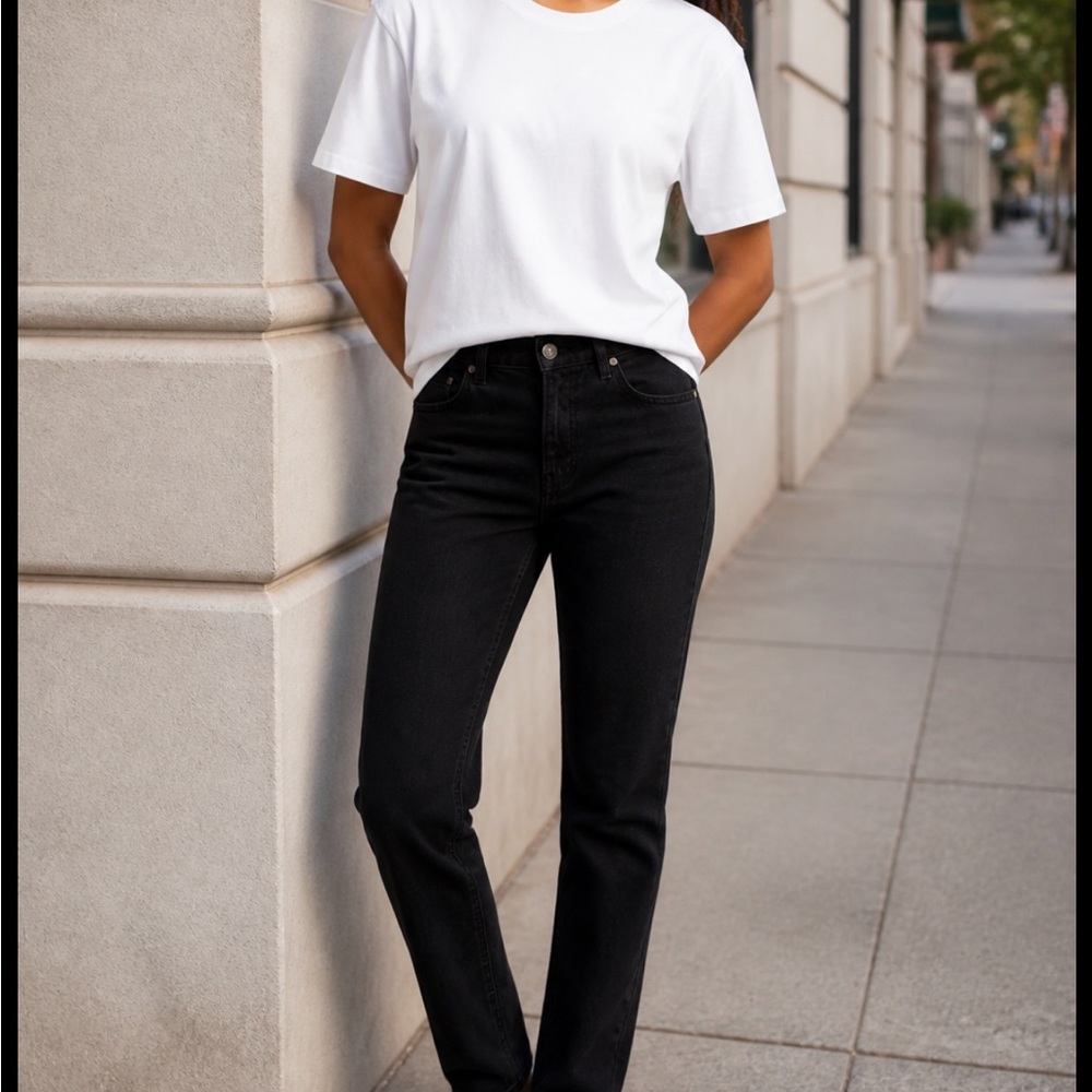 J Brand Straight-Leg High-Rise Jeans in Black